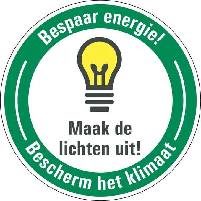 Energie besparen sticker maak lichten uit 200 mm