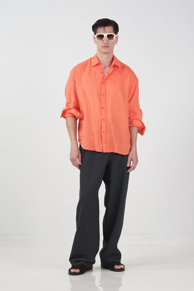 Heren Oversized Linnen Overhemd