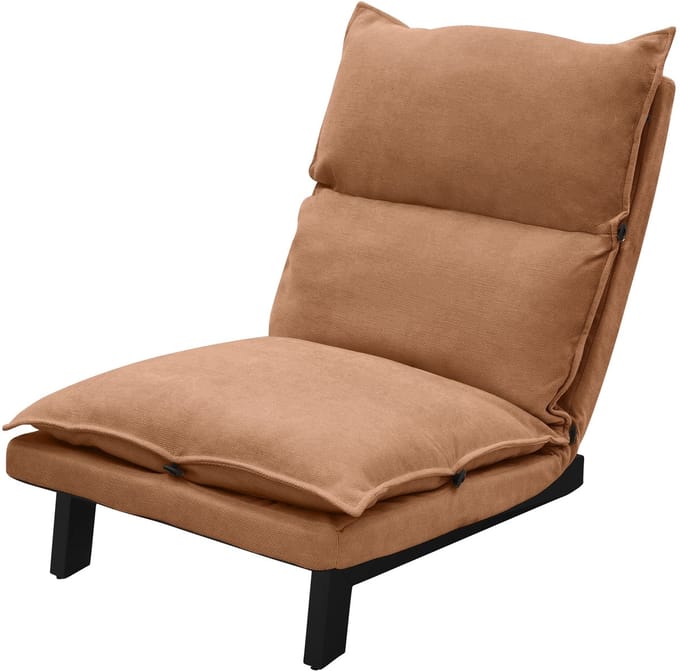 ML-Design comfort vloerstoel bruin verstelbare rugleuning linnen hoes robuust metalen frame zitkussen voor op de grond lage loungebank ideaal als relaxzetel meditatiestoel en vloerkussen geschikt voor tv-gaming woonkamer buiten strand leesstoel