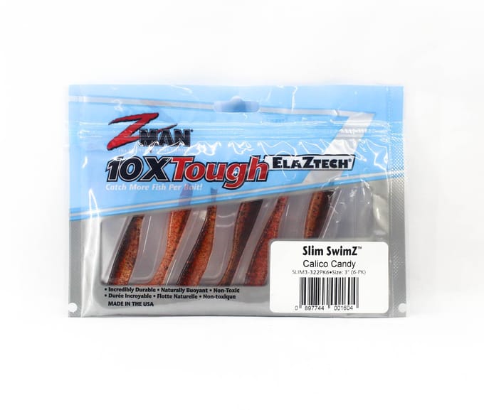 Zman Soft Lure Slim SwimZ 3 Inch 6/Pack Calico Candy (1604) white