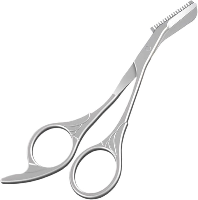 Stainless Steel Eyebrow Scissors with Comb - Precise Trimming Tool for Perfect Eyebrows