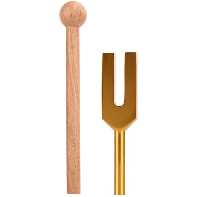 Diapason de méditation C-4096 avec marteau doré brown