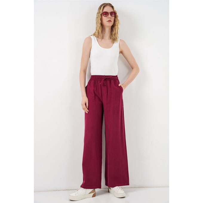 Hoge Taille Wijde Pijpen Broek met Zak