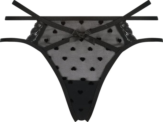 Hunkemöller Dames Lingerie String Melda - Zwart - maat 3XL