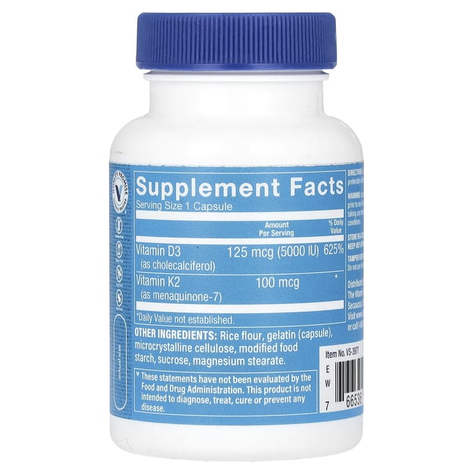 The Vitamin Shoppe, Vitamine D3 & K2, 60 capsules