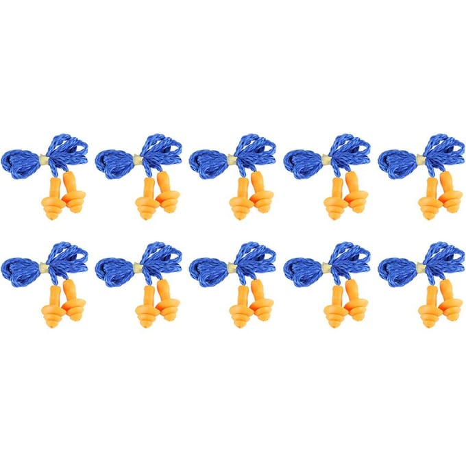 10pcs Christmas Trees shape Thermoplastic Rubber Ear Plugs Sleep Work Noise Reduction with Wire blue