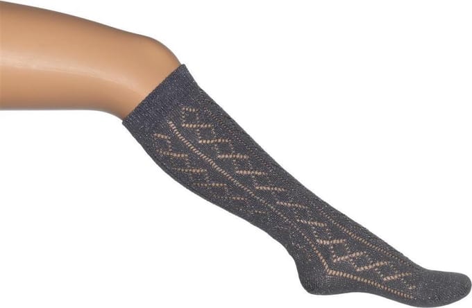Glittering Ajour Knee-High - Concrete - 27/30