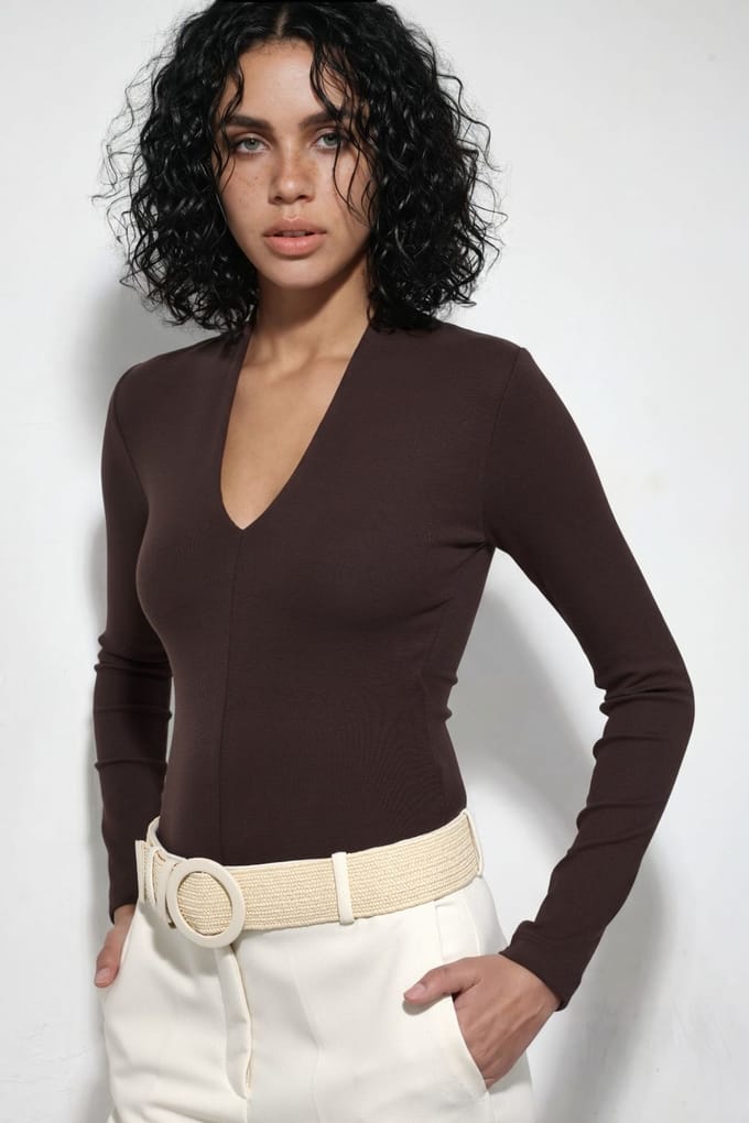 Slim Fit V-hals Lange Mouwen Blouse