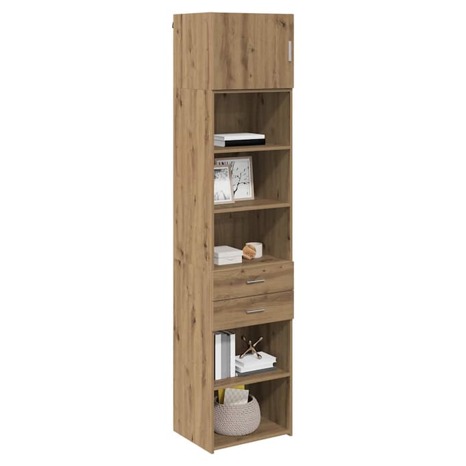 vidaXL - Highboard - Artisan - Eiken - 50 - x - 42,5 - x - 225 - cm - Bewerkt - hout