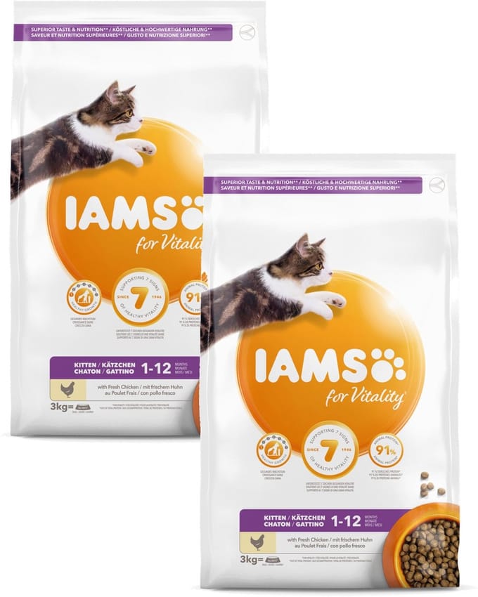 Iams Kitten & Junior Kip - Kattenvoer - 2 x 3 kg