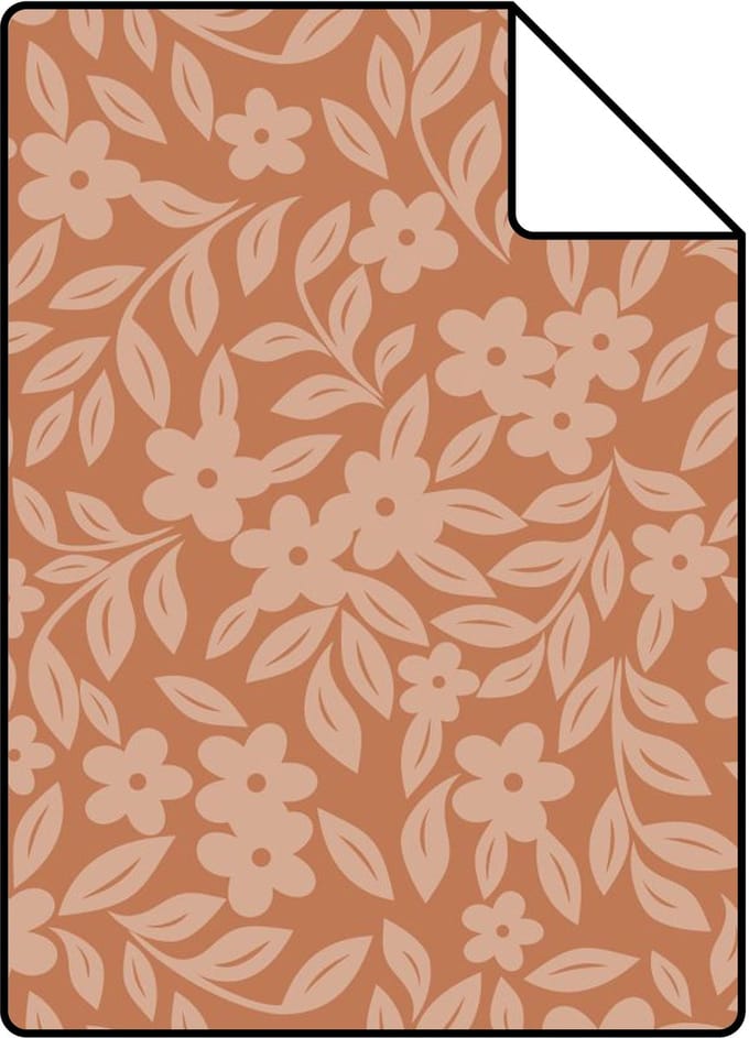 Proefstaal ESTAhome behang bloemetjes terracotta - 26.5 x 21 cm - 131442-S
