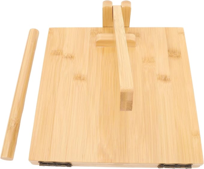 Tortillapers Hout - Deegpers Pannenkoek - Maaltijden Bereiden - Inclusief Deegroller - 25 cm Diameter - Houtkleur