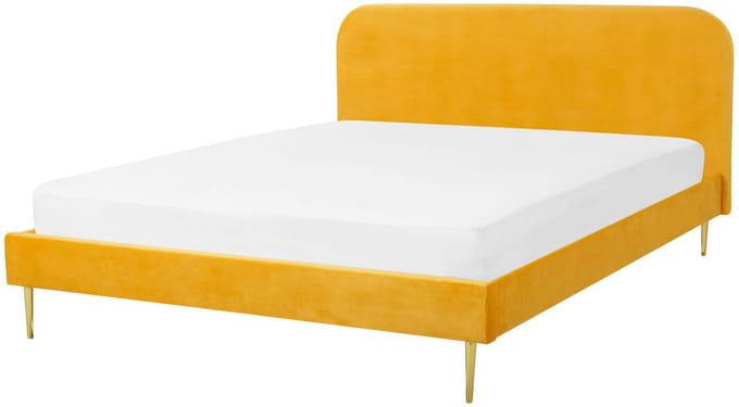 FLAYAT - Tweepersoonsbed - Geel - 140 x 200 cm - Fluweel