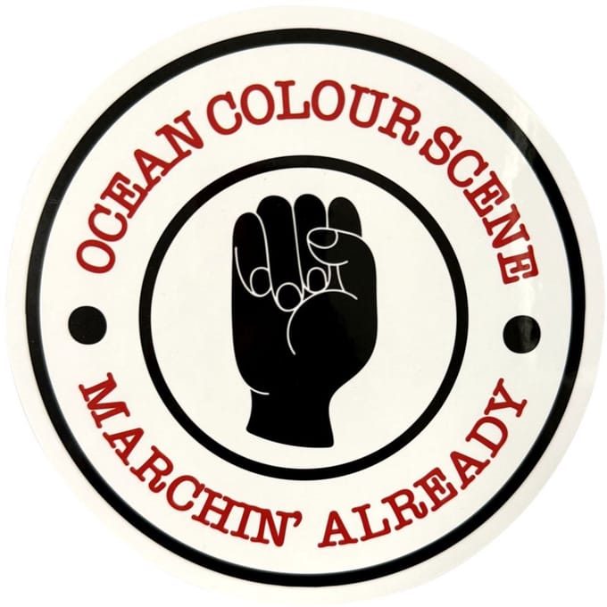 Ocean Colour Scene - Marchin' Fist Sticker - Gebroken wit/Zwart
