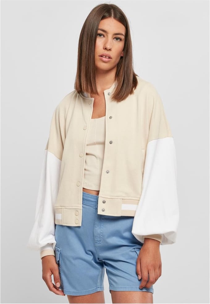 Urban Classics - Oversized 2 tone College jacket - 3XL - Beige/Wit
