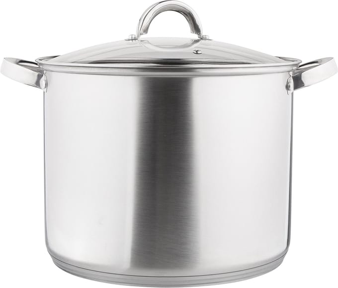 Altom Design Fabio RVS Hoge Soeppan / Kookpan 24cm 8.5L Met Glazen Deksel 24 x 20 cm