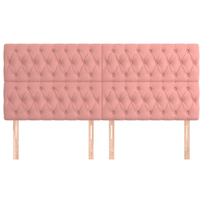 vidaXL - Hoofdbord - roze - 200x7x118/128 - cm - fluweel
