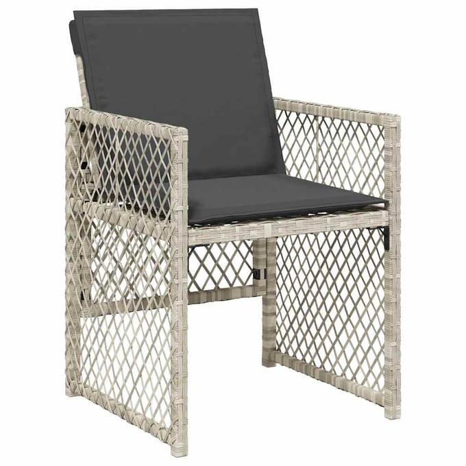 vidaXL - 15-delige - Tuinset - met - kussens - poly - rattan - lichtgrijs