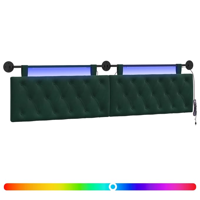 vidaXL - Hangend - hoofdbord - Met - LED-verlichting - Donkergroen - Fluweel