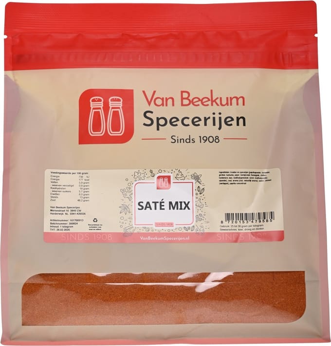 Van Beekum Specerijen - Saté Mix - 1 KG (hersluitbare stazak)