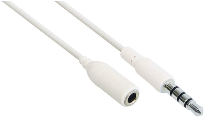 3,5mm Jack 4-polig (m) - 3,5mm Jack 3-polig (v) adapter - wit - 0,10 meter