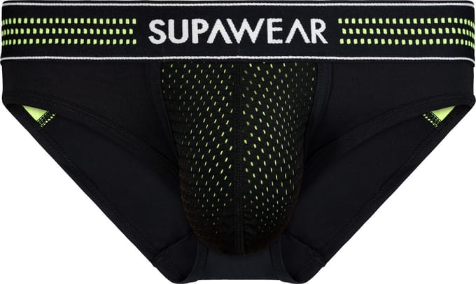 SUPAWEAR Mesh Brief Neon Green - MAAT L - Heren Ondergoed - Slip voor Man - Mannen Brief