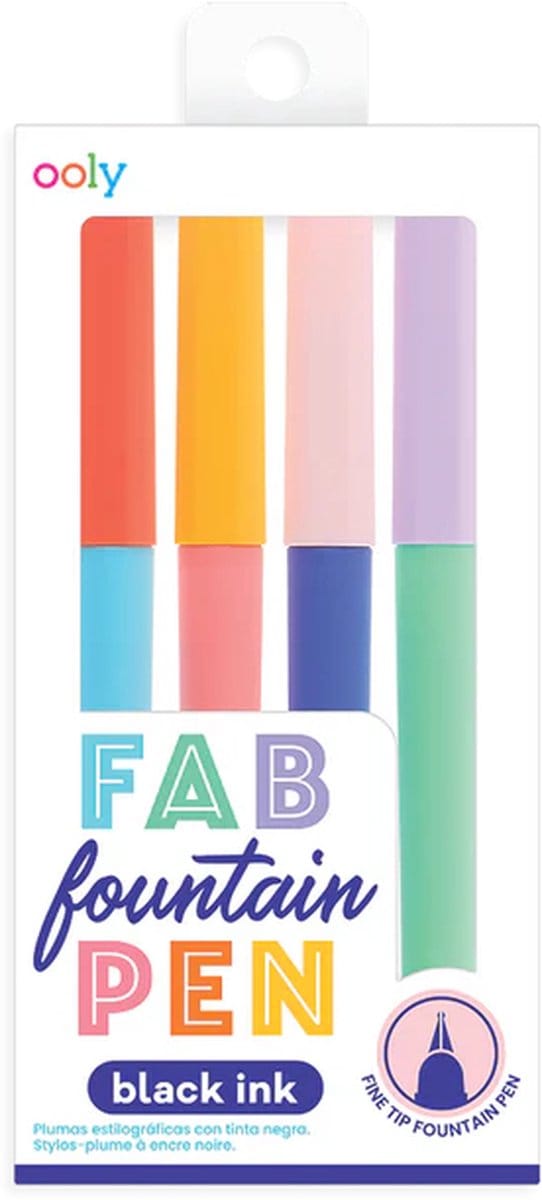 Ooly - Fab Fountain pennen - 4 Zwart schrijvende vulpennen