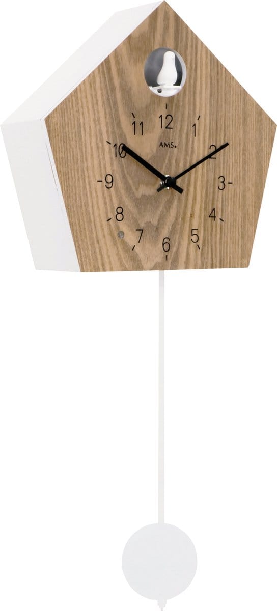 Wandklok AMS |Koekoek | Eiken, Wit.