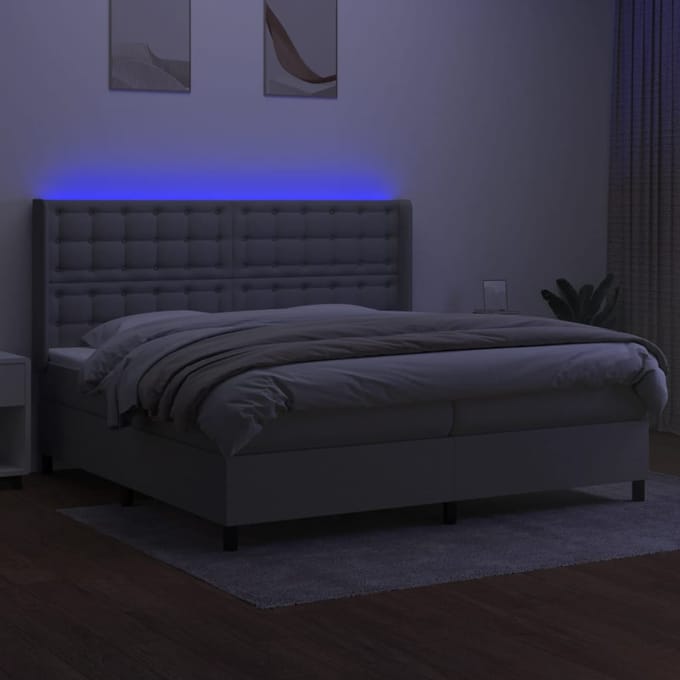 vidaXL - Boxspring - met - matras - en - LED - stof - lichtgrijs - 200x200 - cm