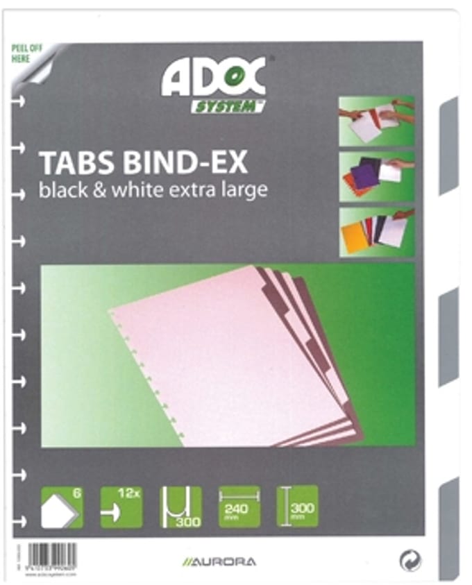 Aurora Adoc Tabbladen - Toebehoren voor schrift - Grijs en Wit - 6 Tabs