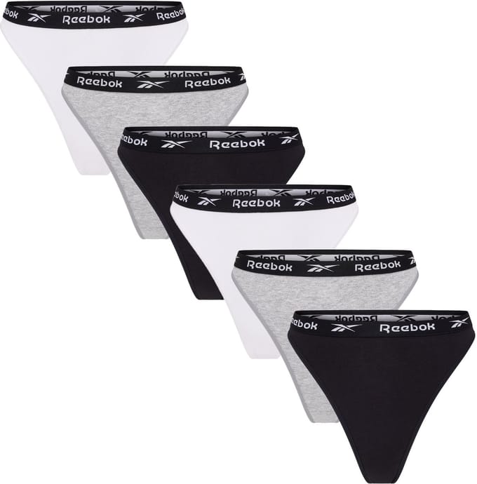 Reebok String Lotty - Maat S - 6 Pack - Zwart/Wit/Grijs