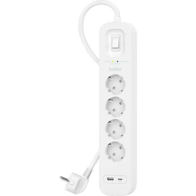 Belkin Surge Protection 4 Outlet 2 Meter Usb C Wit