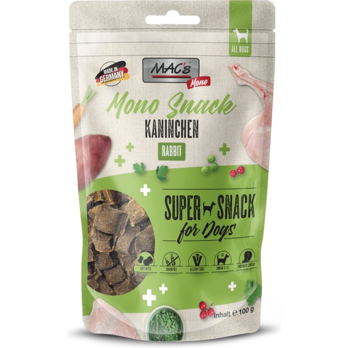 Voordeelpakket: 6x100g MAC's Dog Mono Snack Konijn Hondensnacks