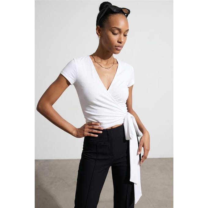 Crop Wrap Blouse met Strikdetail