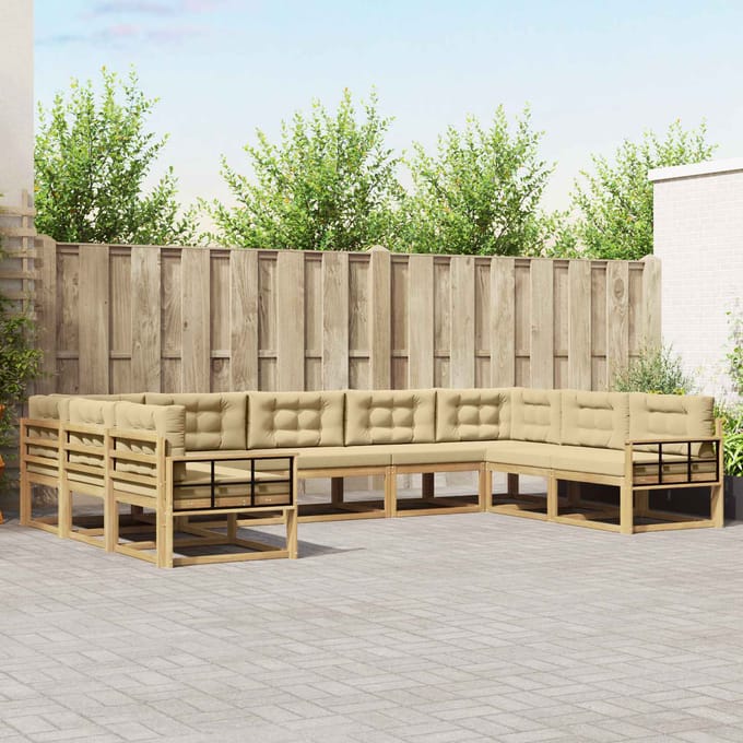 vidaXL - Buiten - bank - set - 9 - st - Wit - en - Beige