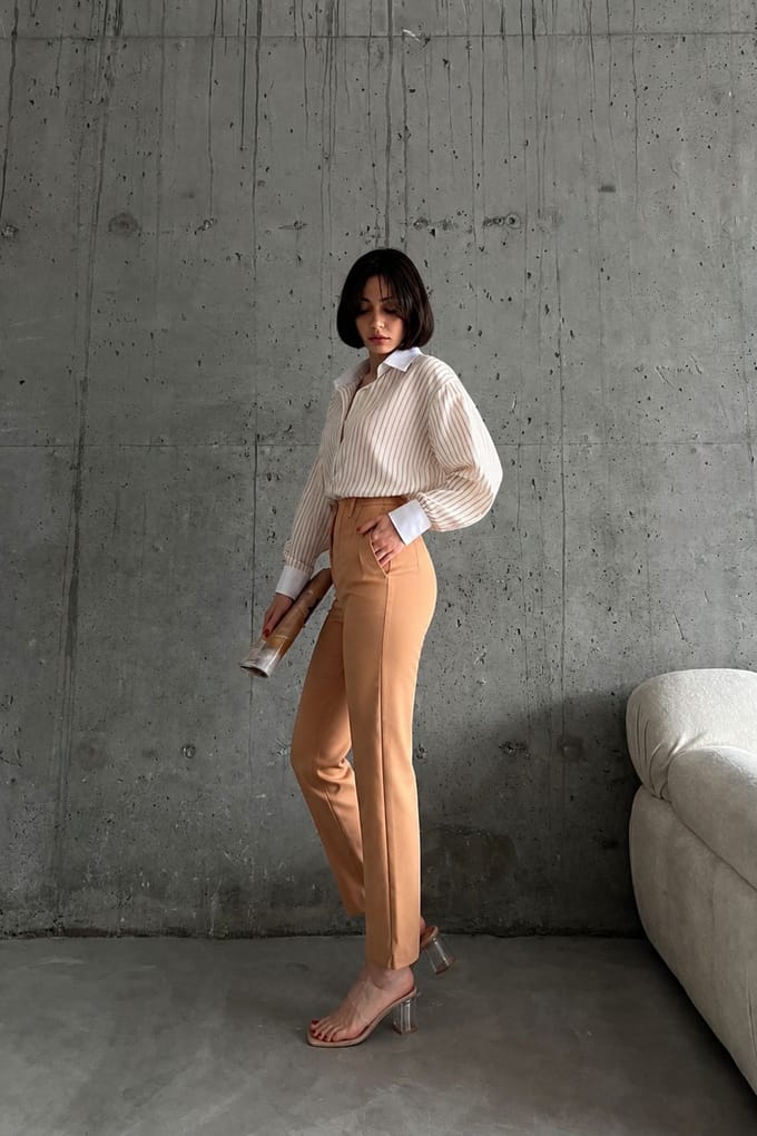 Hoge taille geplooide tailormade broek