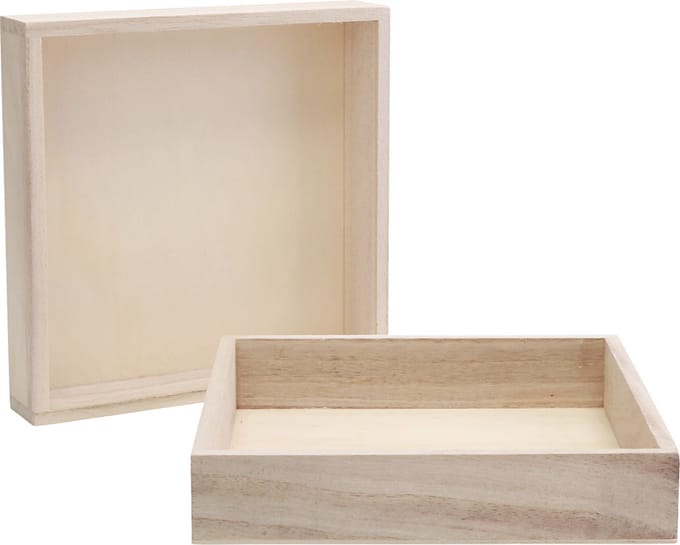 Houten frame met rand, afm 16,2x16,2x3 cm, 10 stuk/ 1 doos