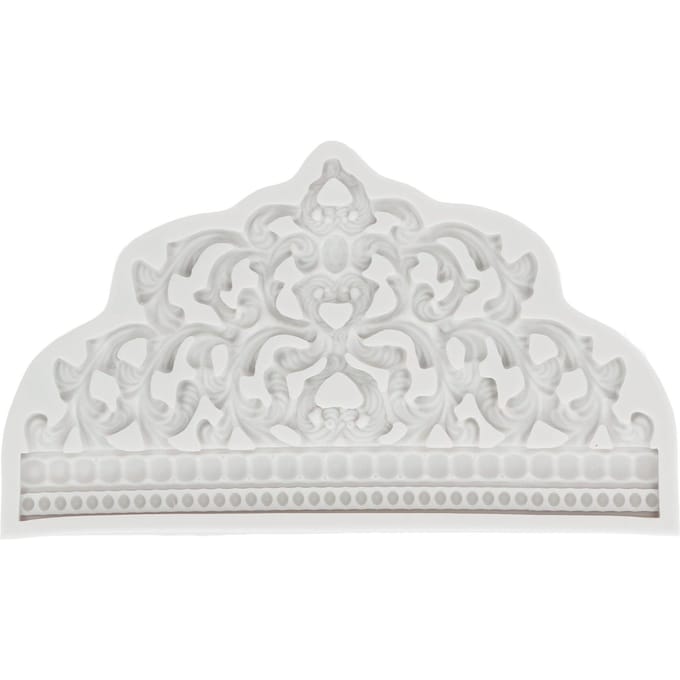 Kroon Fondant Vorm Groot Kroon Ontwerp Grijs Voedselkwaliteit Herbruikbare Siliconen Hoge Temperatuur Bestendig white