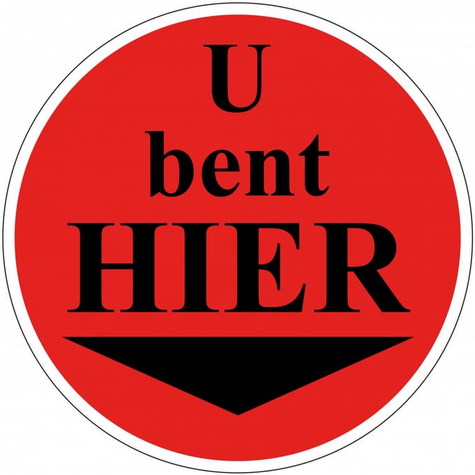U bevindt zich hier bordje, kunststof 100 mm
