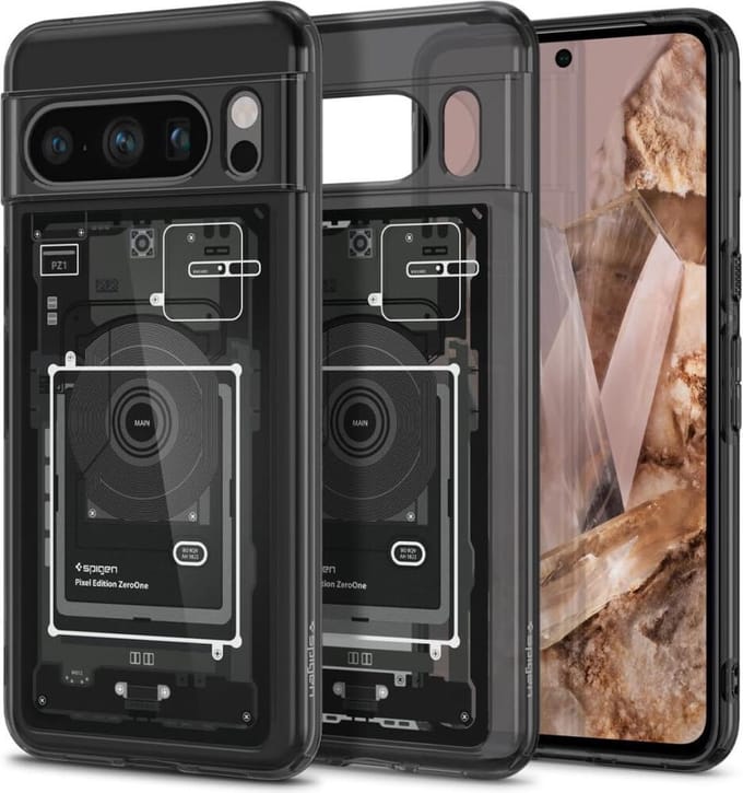 Spigen Ultra Hybrid Geschikt voor Google Pixel 8 Pro - Back Cover - Zero One - Grijs