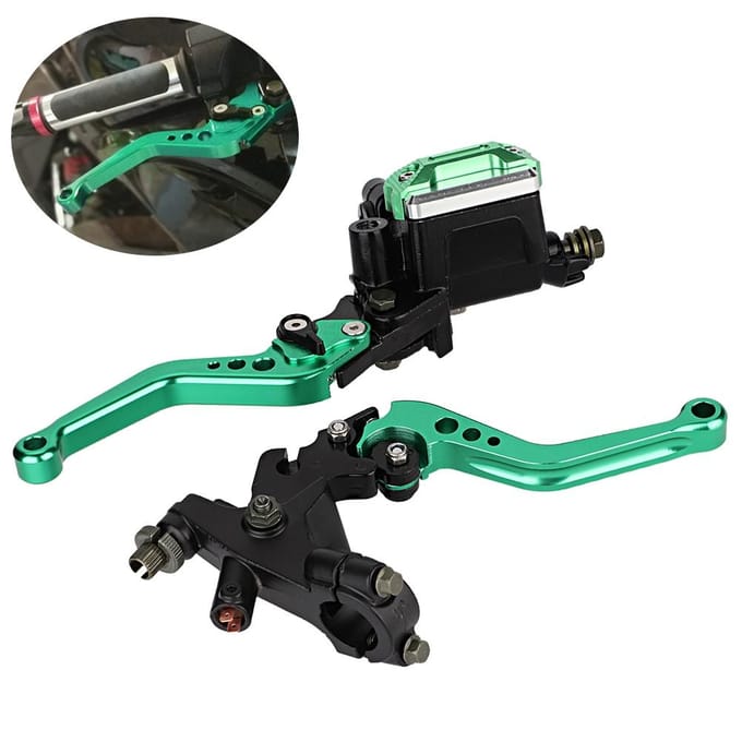 1 paire de maître-cylindres de frein et d'embrayage hydrauliques universels CNC pour moto black