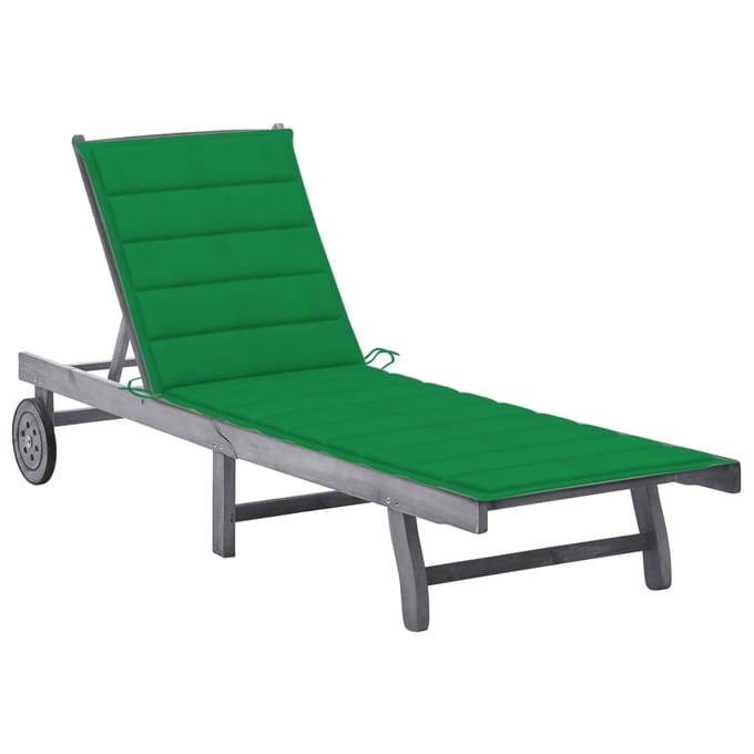 vidaXL - Ligbed - met - kussen - massief - acaciahout - grijs