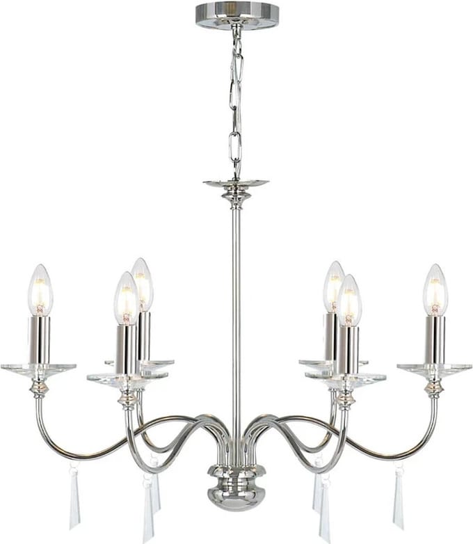 Elstead Lighting LED Kroonluchter | 6X E14 Max 60W | Dimbaar | Polished Nickel