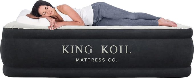 Luxe Queen luchtmatras met ingebouwde pomp - Opblaasbaar luchtbed queensize, dubbel hoog en waterdicht