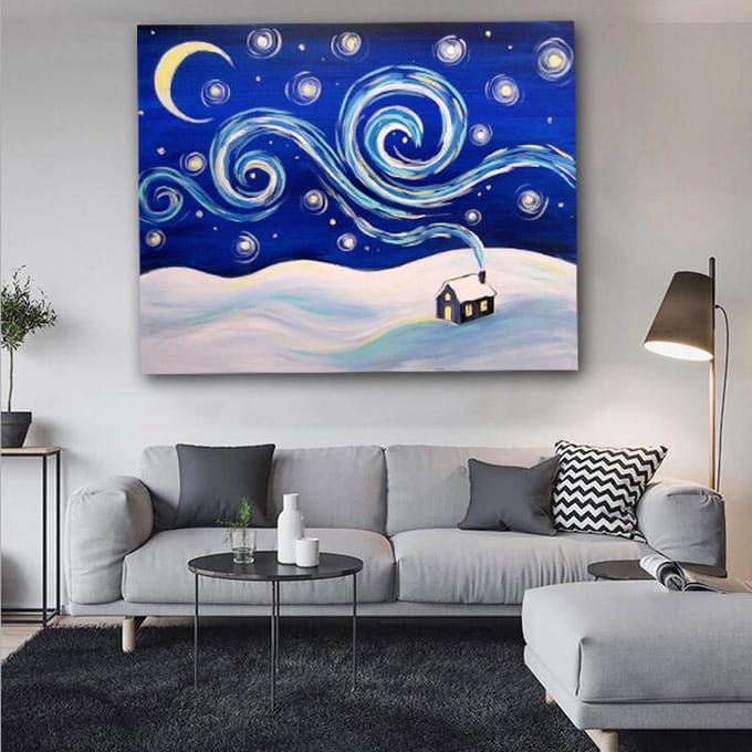 5d bricolage Diamant mosaïque Diamant broderie ciel lune paysage Broderies Diamant peinture 20X30 blue