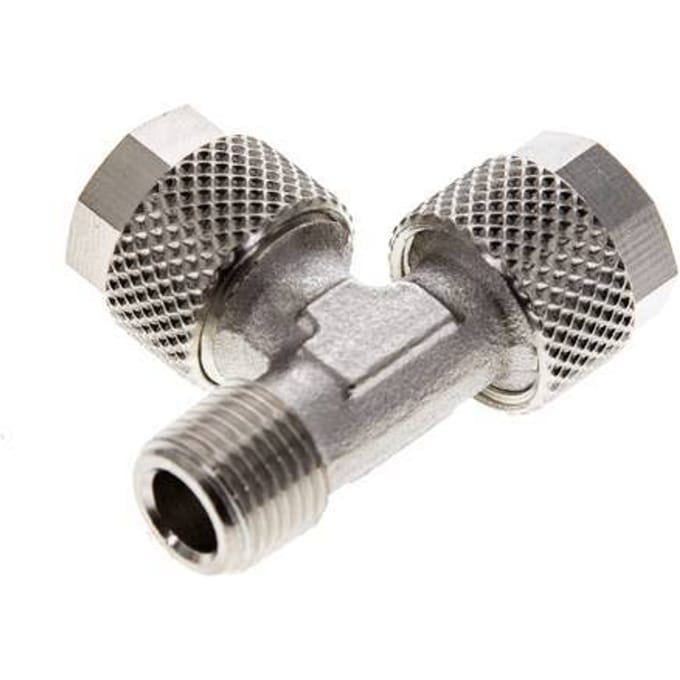 8x6 & R1/8'' Vernikkeld Messing T-Opsteekkoppeling Buitendraad [2 Stuks]