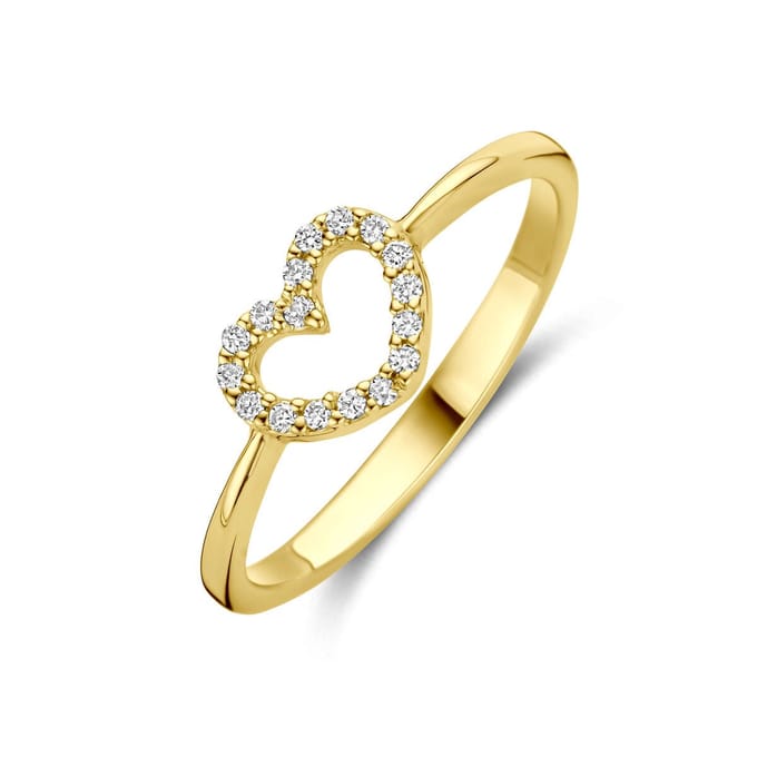 14K Geelgouden Ring Hartje Lab Grown Diamant 0.09ct G VS – 4034597