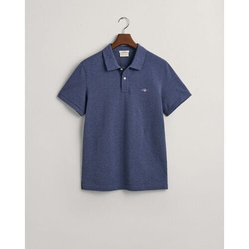 Gant Polo Slim Subtle Shield Embroidery Piqué Uni Dark Jeansblue Melange / male