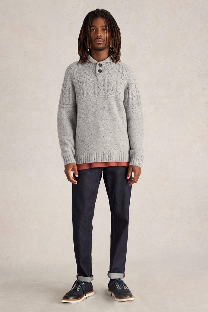 White Stuff Berkley Shawl Neck Jumper Light Grey Taglia: L | Maglioni a maglia Outlet | Uomo | Grigio