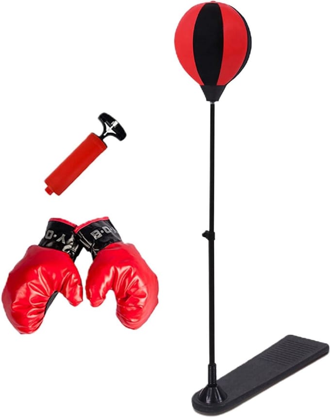 Kinder Bokszak - Staande Bokspaal - Actieve Ontwikkeling - In Hoogte Verstelbaar - 106 cm - Rood